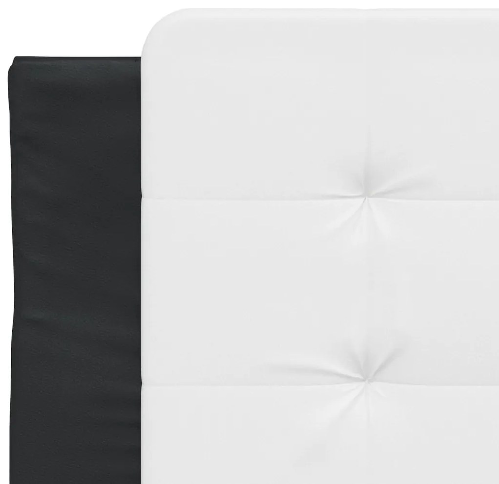 Almofadão de cabeceira 80 cm couro artificial preto e branco