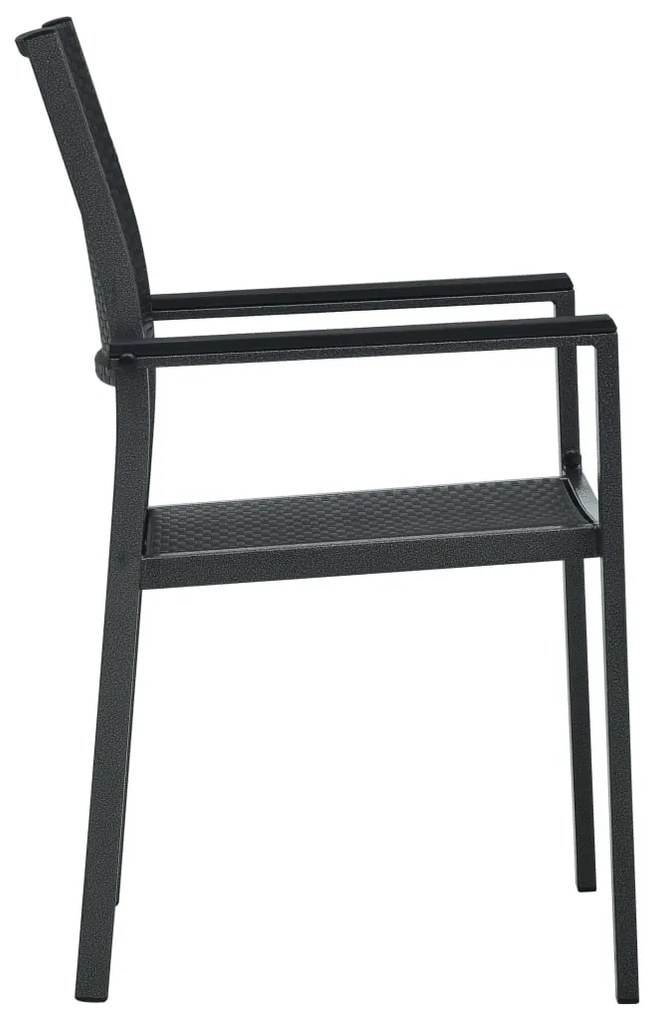 Cadeiras jardim 4 pcs plástico preto aspeto vime