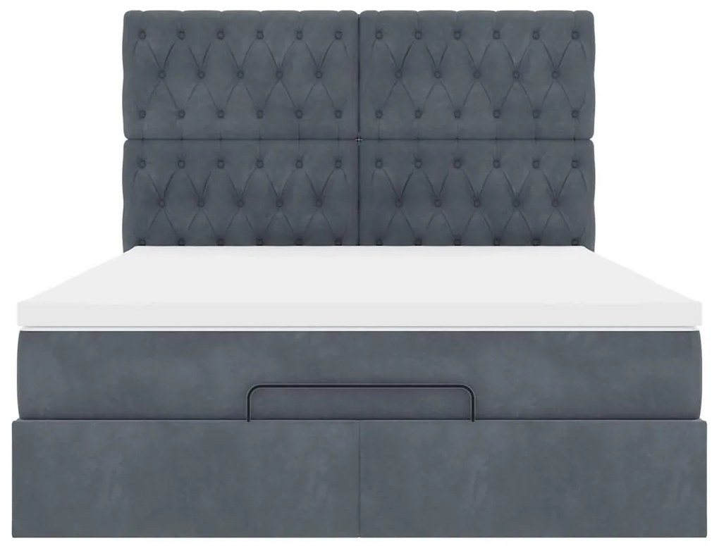 Estrutura cama otomana com colchões 140x190cm cinzento escuro