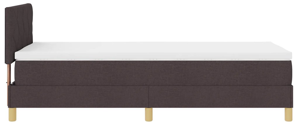 Cama Box Spring com colchão Castanho Escuro 90x200 cm Tecido
