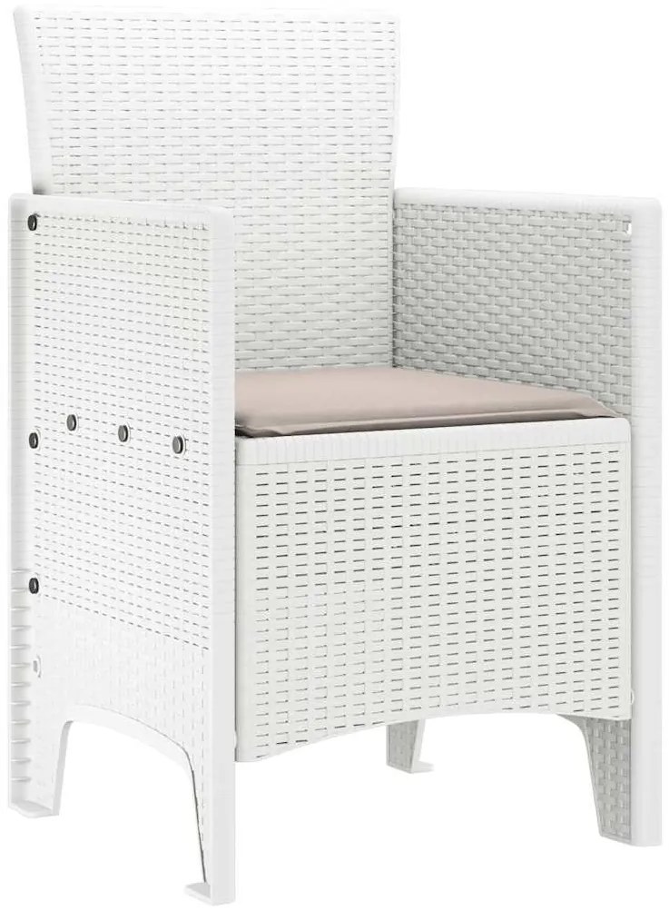 Cadeiras de jardim com almofadas 4 pcs Branco 53 x 49 x 85 cm