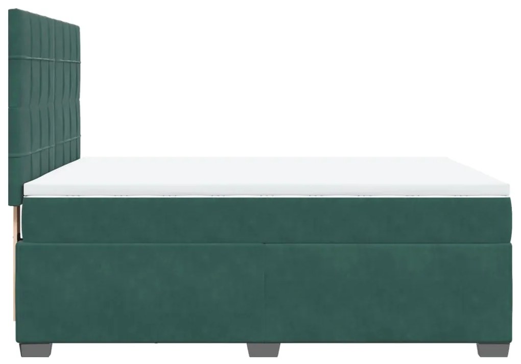 Cama com molas/colchão 140x200 cm veludo verde-escuro