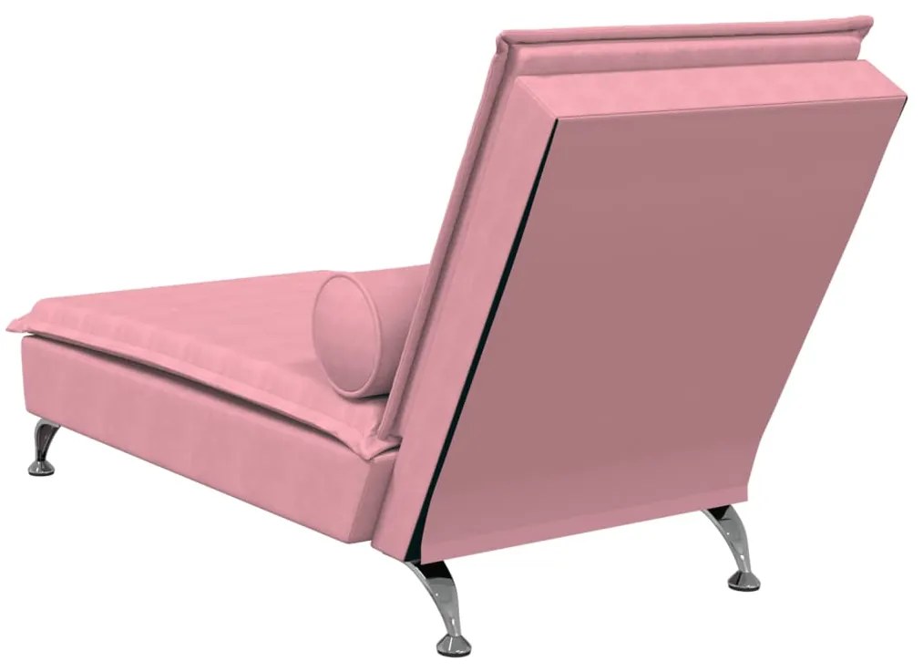 Chaise lounge de massagem com rolo veludo rosa