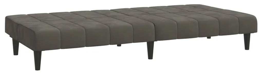 Sofá-cama de 2 lugares veludo cinzento-escuro