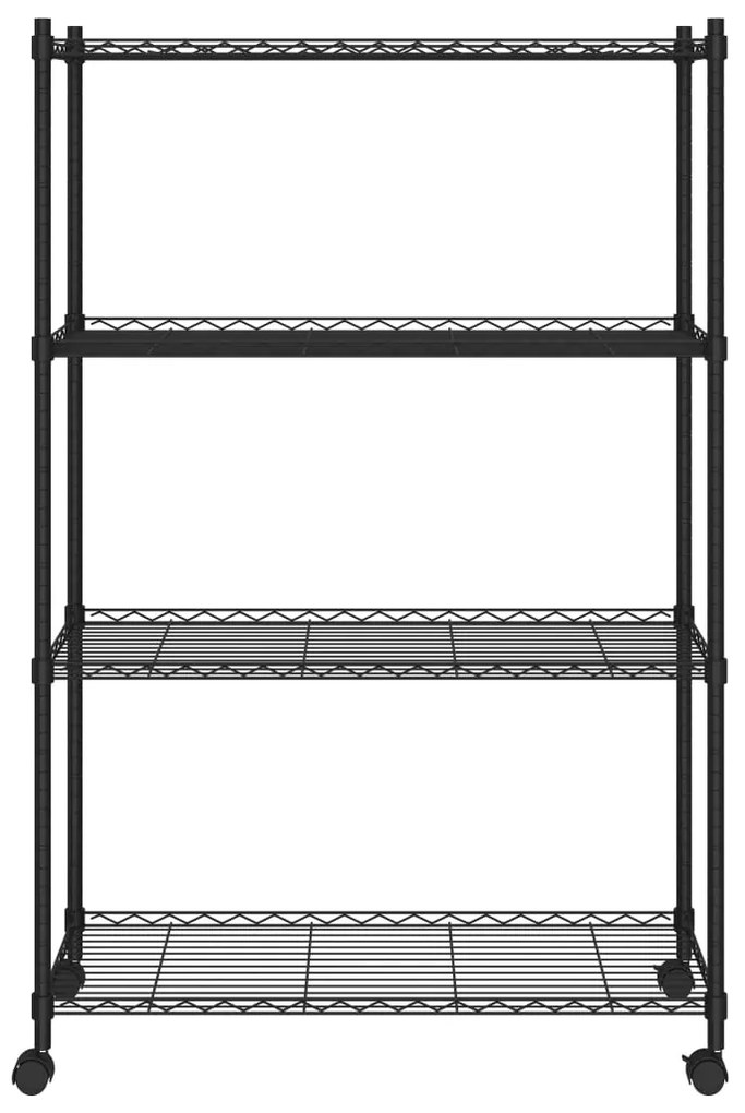 Unidade de 4 prateleiras com rodas 90x35x142 cm 200 Kg preto