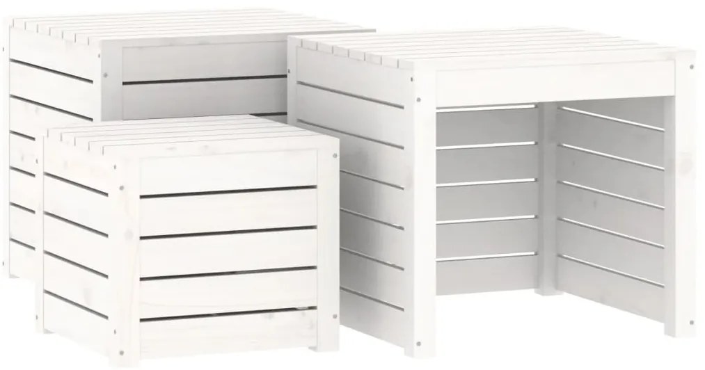 4 pcs conjunto de caixas de jardim pinho maciço branco