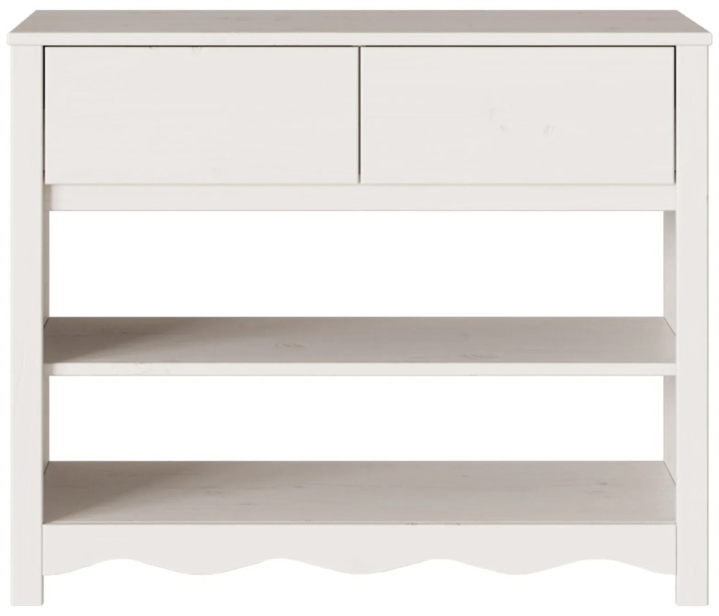 Mesa de Console "DRAMMEN" Branca 89,5x37x73 cm Madeira Sólida Pinheiro