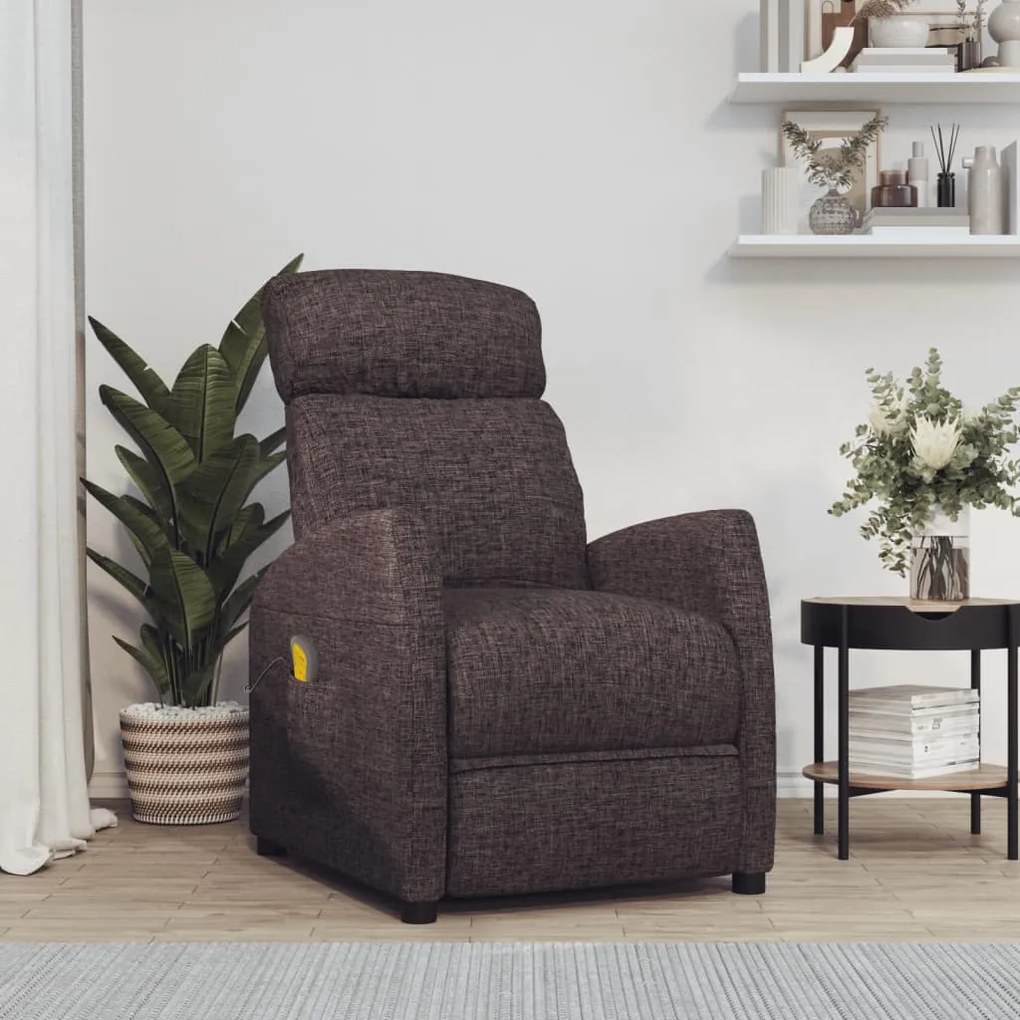 289711 vidaXL Poltrona de massagens tecido castanho-escuro
