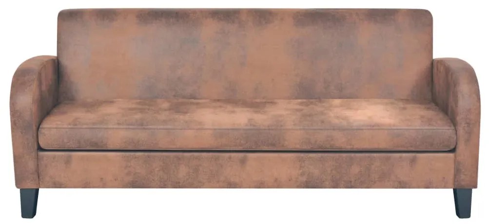 Conjunto de sofás 2 pcs camurça artificial castanho