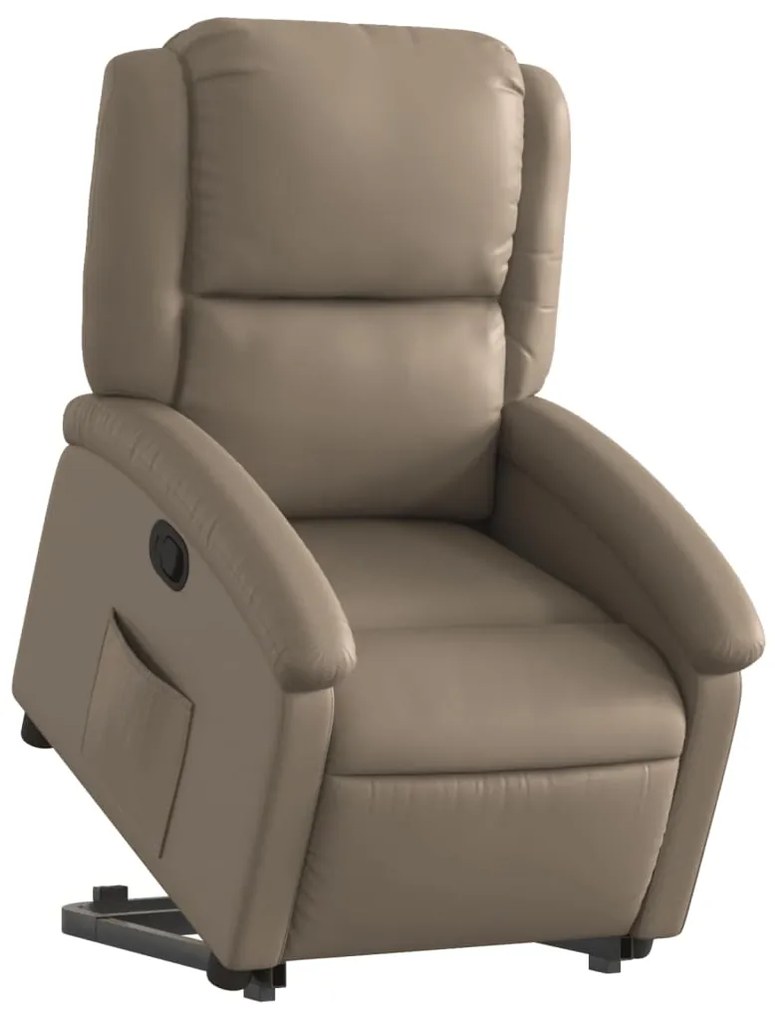 Poltrona reclinável elevatória couro artificial cor cappuccino