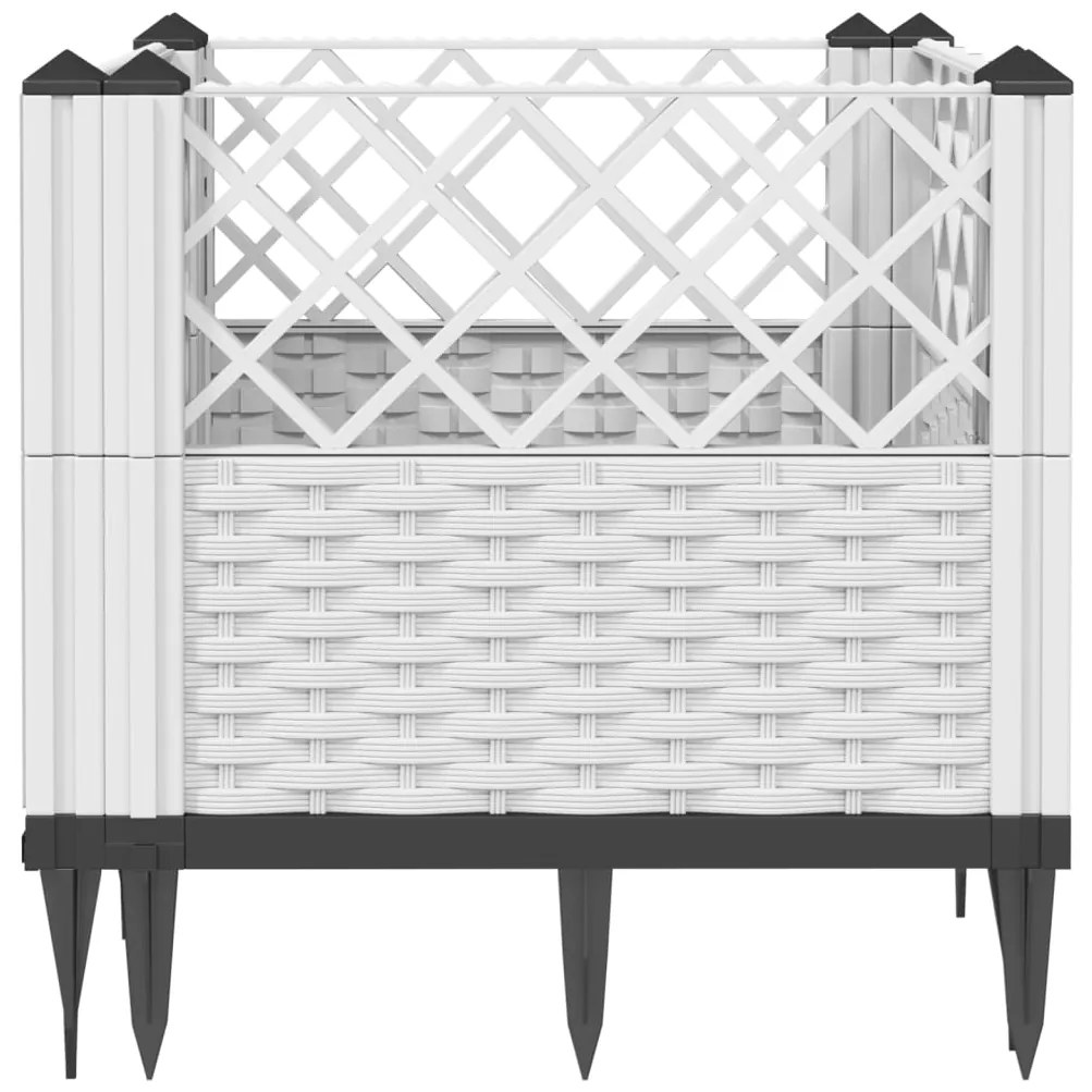 Vaso/floreira de jardim c/ estacas 43,5x43,5x43,5 cm PP branco