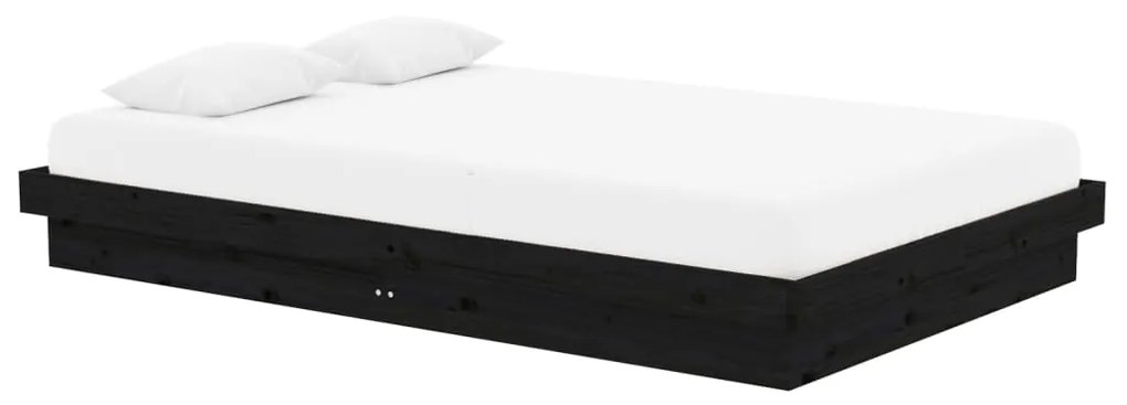 Estrutura cama pequena casal UK 120x190 cm pinho maciço preto