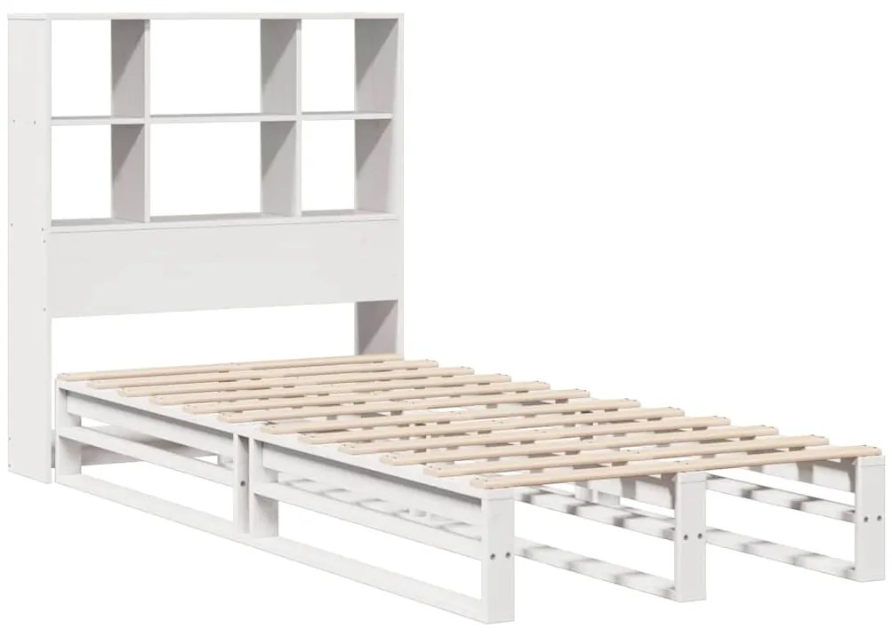 Cama com estante sem colchão 90x190 cm madeira maciça branco
