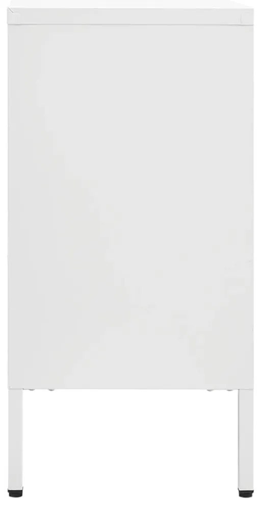 Aparador 105x35x70 cm vidro temperado e aço branco