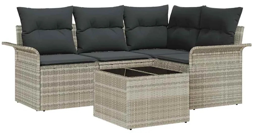 Conjunto de Sofá de Jardim vidaXL de 5 Peças com Almofadas Cinzento Ra