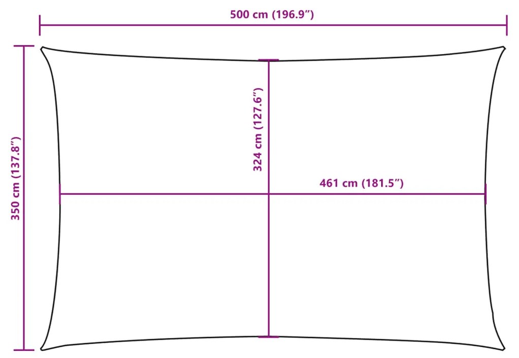 Para-sol estilo vela tecido oxford retangular 3,5x5 m branco