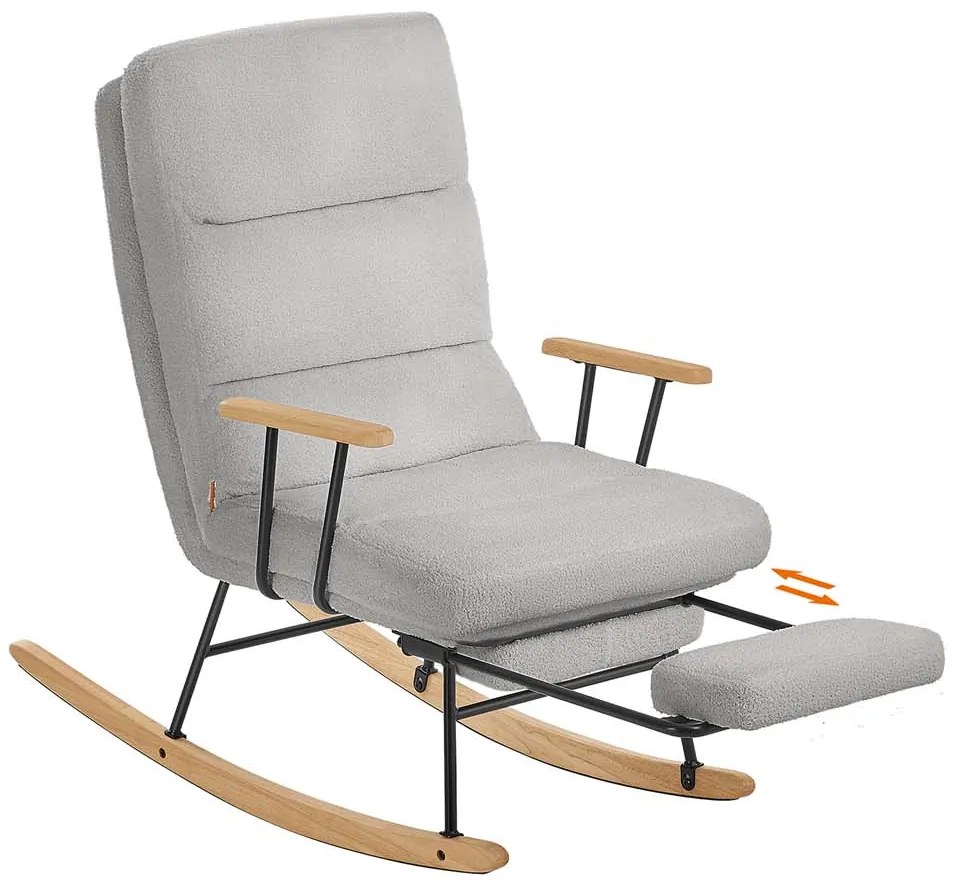 Cadeira de baloiço ajustável com pés em madeira de borracha cinzento