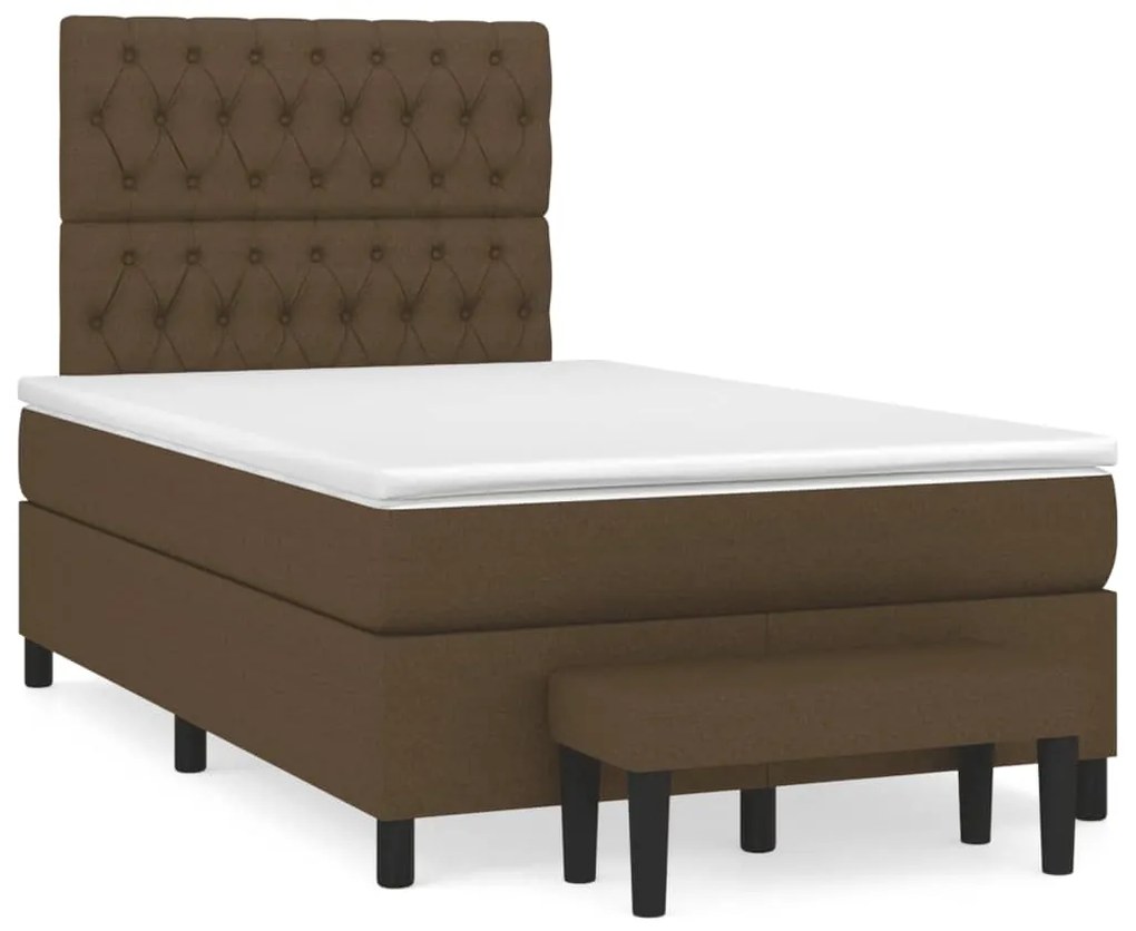 Cama boxspring com colchão 120x190 cm tecido castanho-escuro
