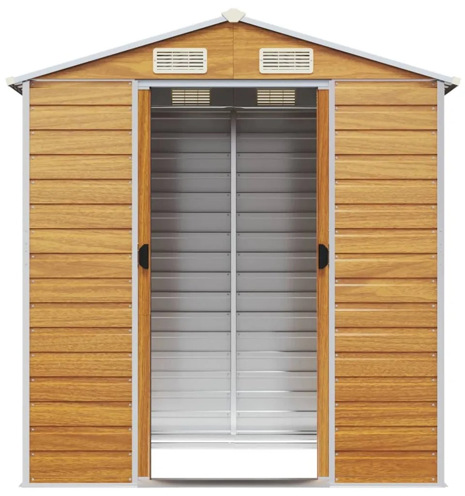 Abrigo de jardim 191x130x198 cm aço galvanizado castanho-claro