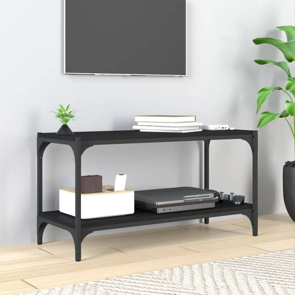 Móvel de TV 80x33x41 cm derivados de madeira e aço preto