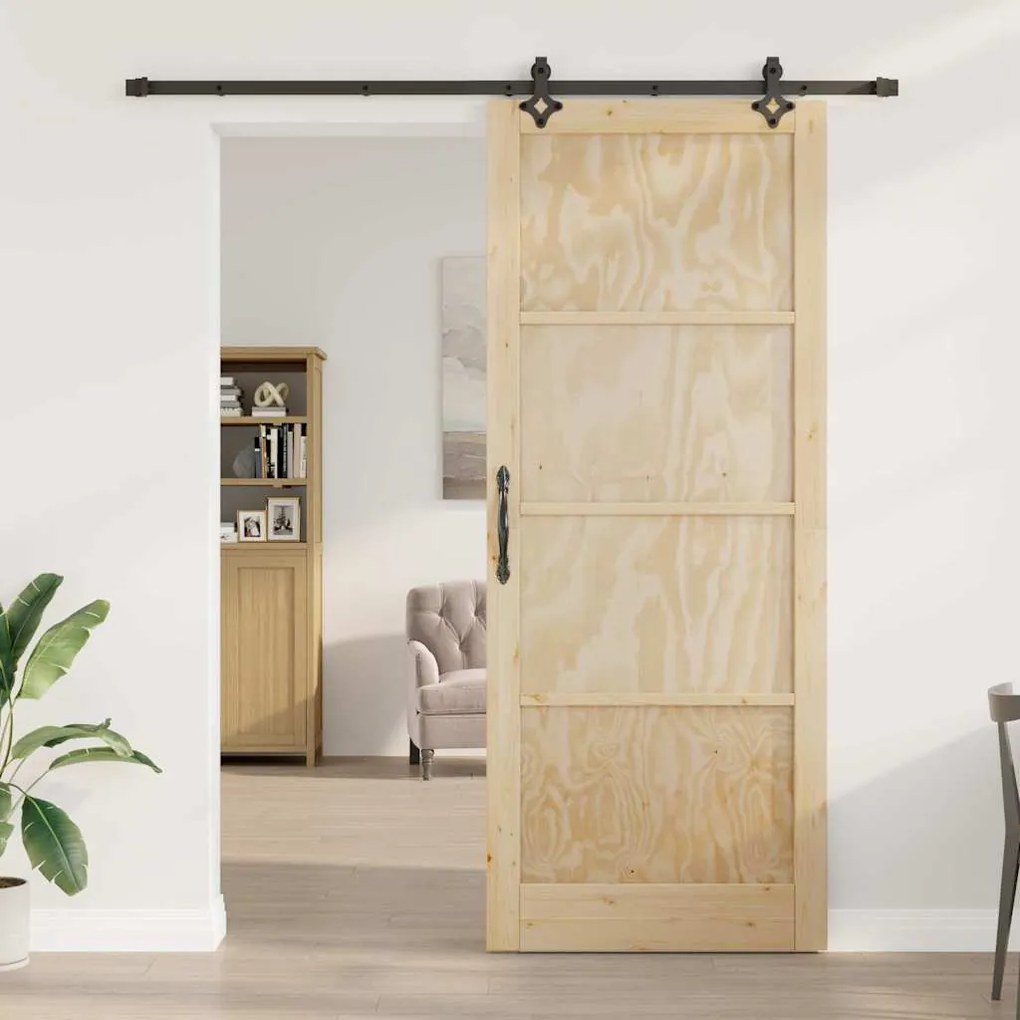 Porta Deslizante com Conjunto de Ferragens 'ORKDAL'Madeira de Pinheiro