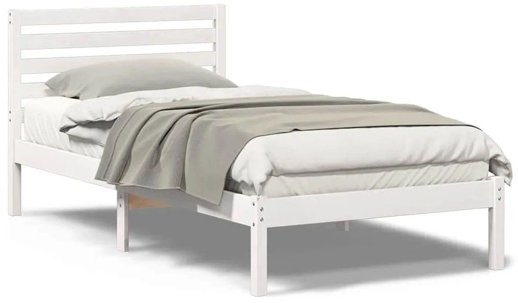 Estrutura da Cama Branco 75 x 190 cm Madeira de Pinheiro Sólido