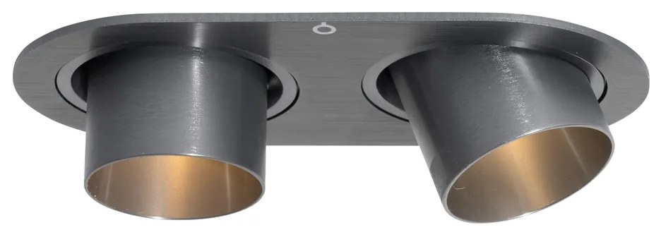 Set van 6 inbouwspots gunmetal GU10 35mm kantelbaar 2-lichts - Installa Moderno