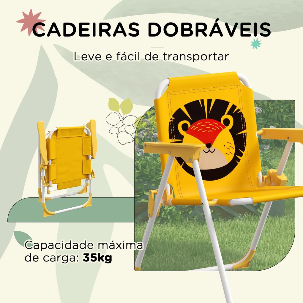 Conjunto Infantil de Mesa e Cadeiras de Exterior Conjunto de 2 Cadeira