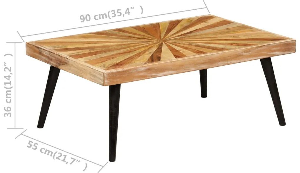 Mesa de centro madeira de mangueira maciça 90x55x36 cm