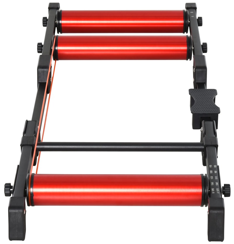 Rolo de Bicicleta Dobrável Ajustável Interior 146x55x10,5cm Vermelho e Preto