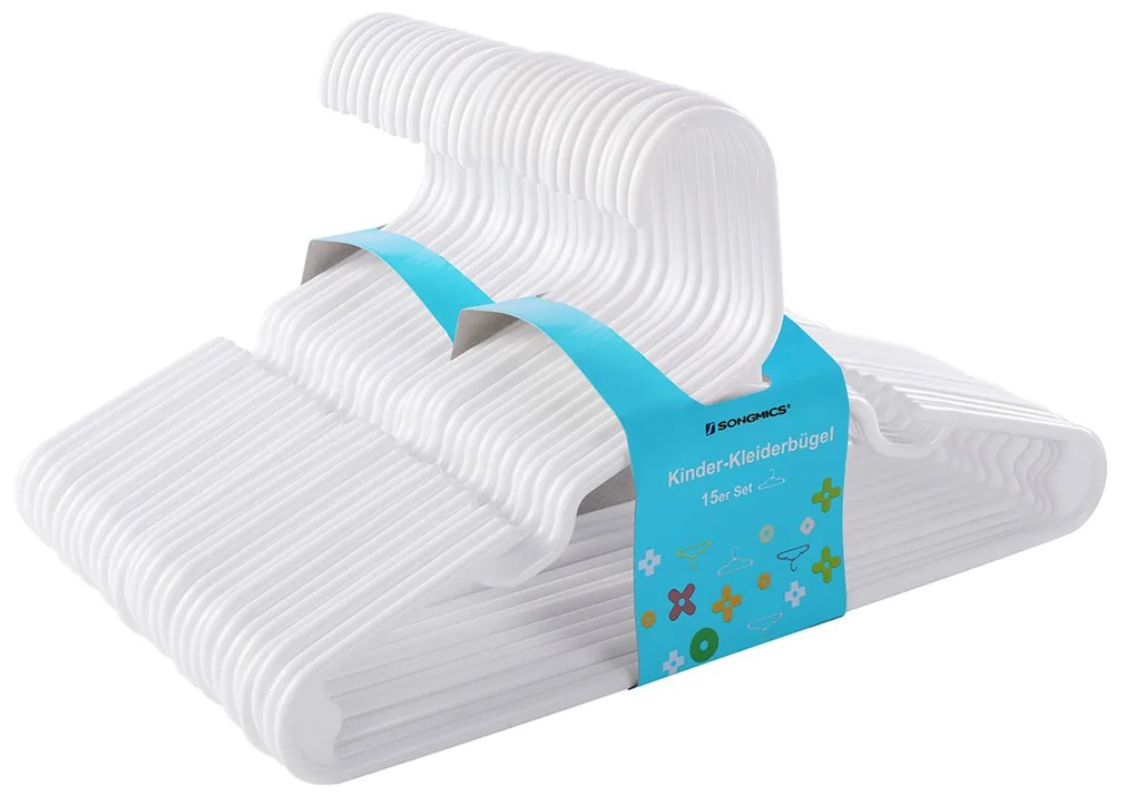 Cabides plásticos para berçário para roupas de bebé. | SONGMICS | 29,5 x 0,57 x 17 cm | branco | CRP06W-30.