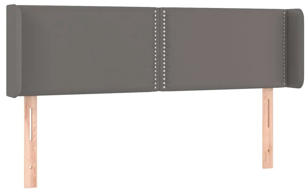 Cabeceira cama c/ LED 147x16x78/88 cm couro artificial cinzento