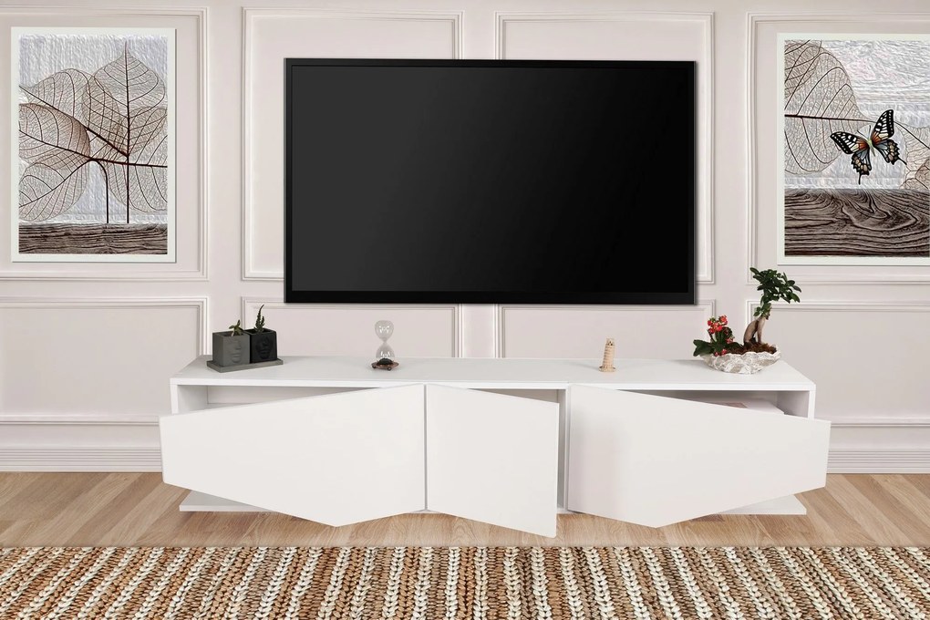 Móvel de TV "Inci" com 3 Portas – 180x40x30 cm – Branco - Design Moder