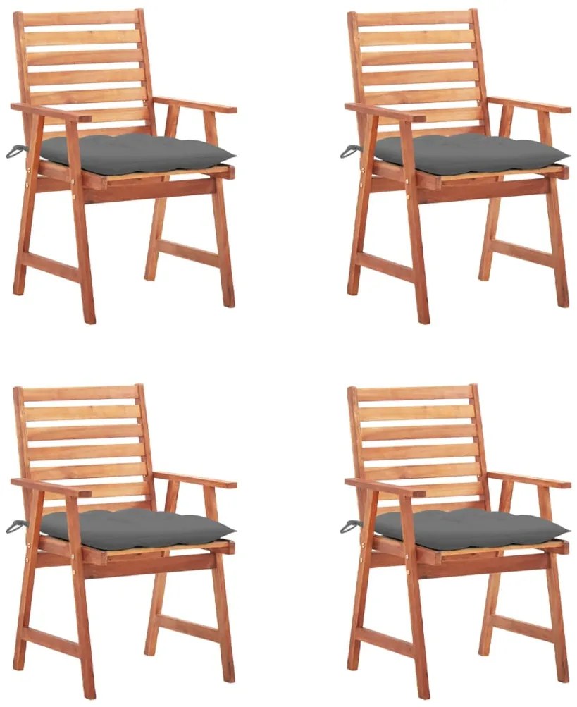 Cadeiras de jantar p/ jardim 4 pcs c/ almofadões acácia maciça
