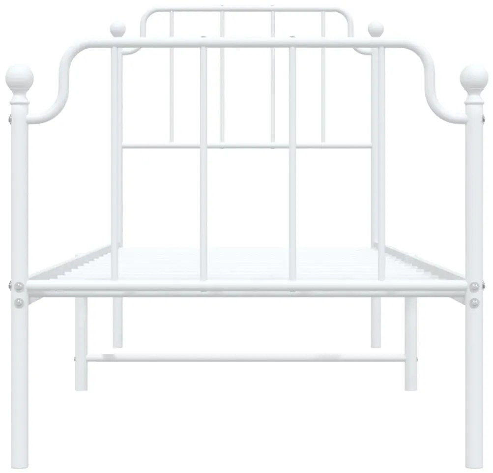 Estrutura de cama com cabeceira e pés 75x190 cm metal branco