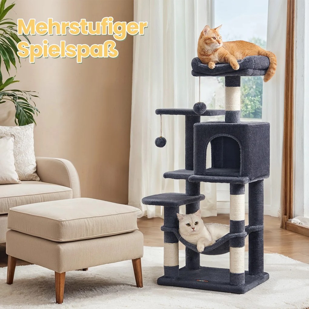 Arranhador para gatos com vários andares 45 x 35 x 112 cm cinzento esfumaçado