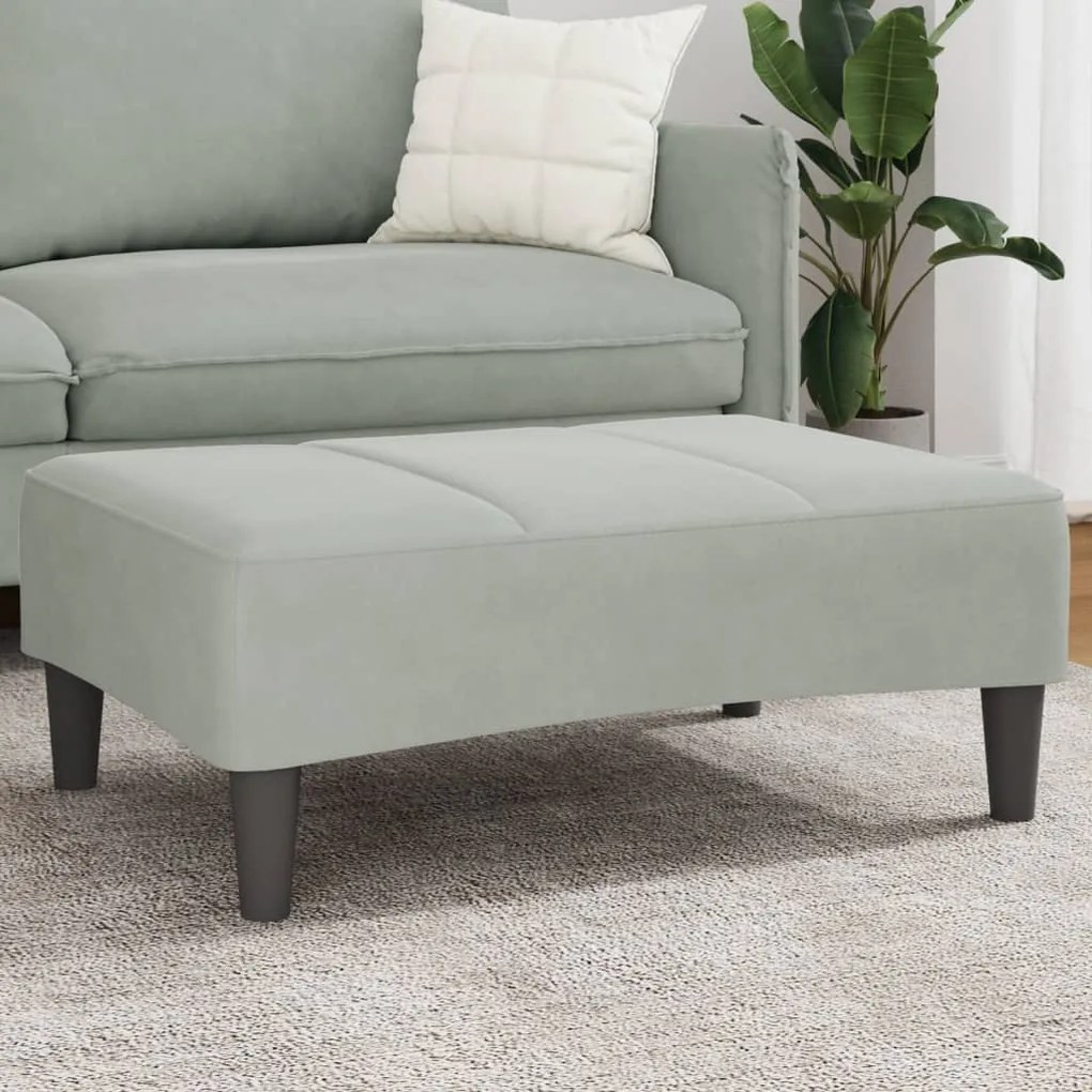 vidaXL Apoio de pés 77x55x31 cm veludo cinzento-claro
