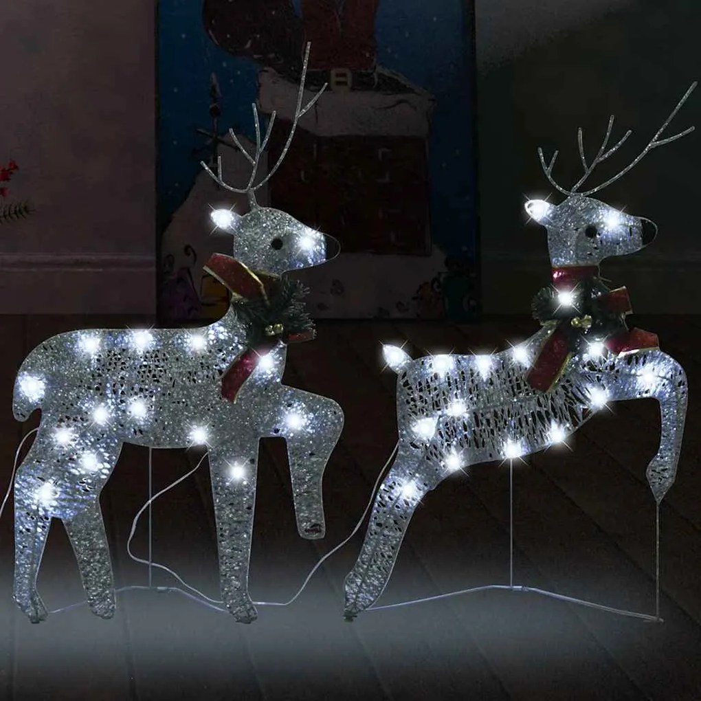 Renas de Natal 2 pcs 40 LEDs prateado