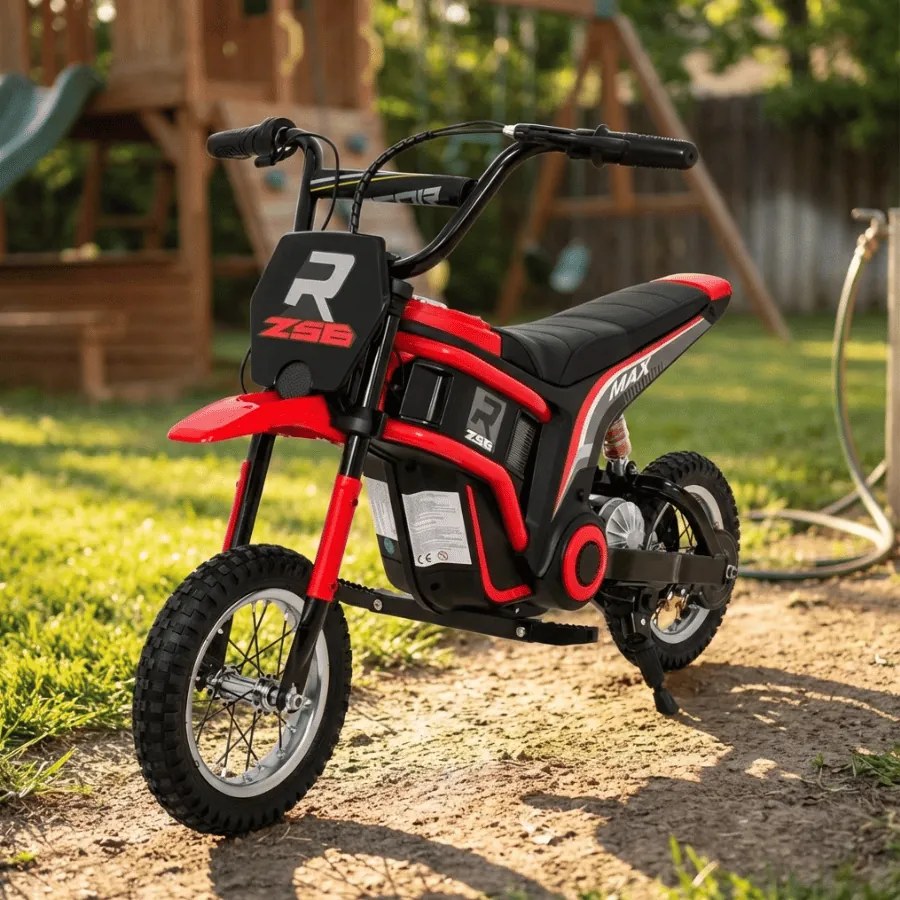 Mota eletrica bateria 350W para Crianças RZ56 MAX Rodas Ar, Couro ecológico Vermelha