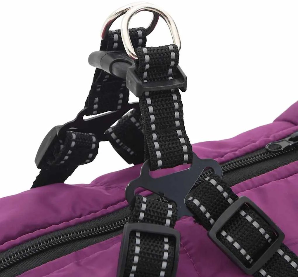 casaco para cães com arnês impermeável reflexivo roxo L52