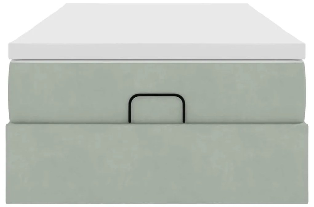 Estrutura cama otomana colchão 90x200 cm veludo cinzento claro