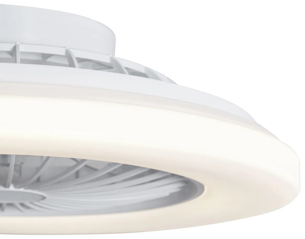 Ventilador de teto branco 48,5 cm incl. LED regulável em Kelvin com controle remoto - Clemo Moderno