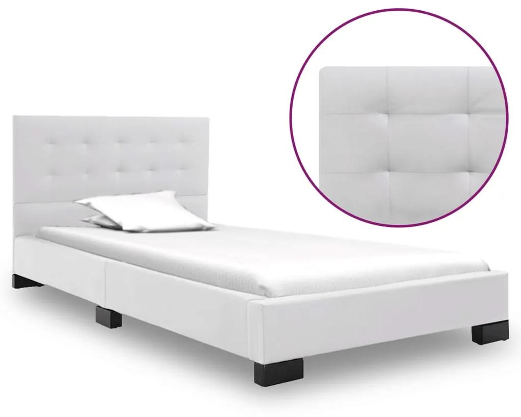 280633 vidaXL Estrutura de cama 120x200 cm couro artificial branco