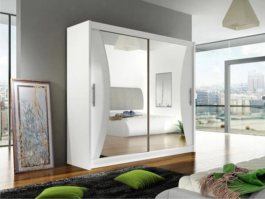 Roupeiro Closico Pallor V, Branco, 215x180x57cm, 148 kg, Portas para roupeiro: Deslizante, Número de prateleiras: 5, Número de prateleiras: 5