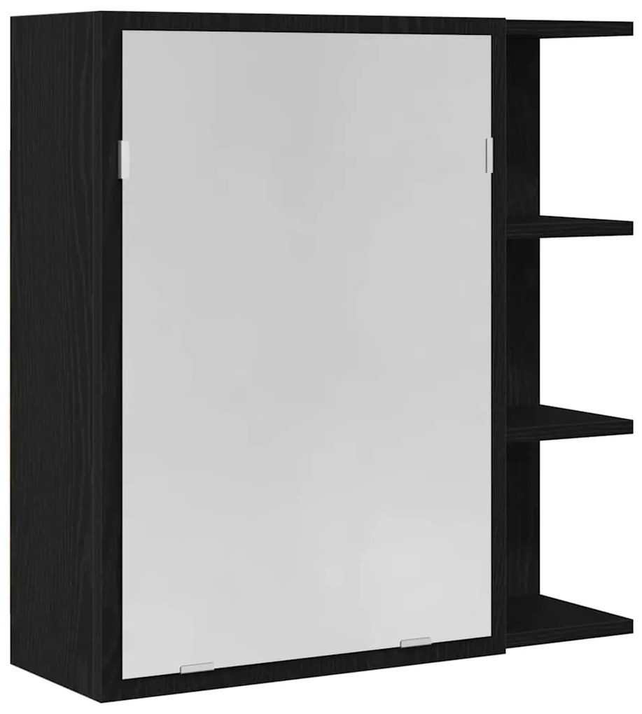 Armário Espelho de Casa de Banho vidaXL Preto Carvalho 62,5x20,5x64cm