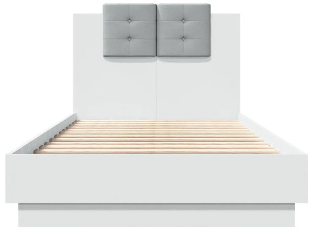 Estrutura de cama c/ cabeceira e luzes LED 90x190 cm branco