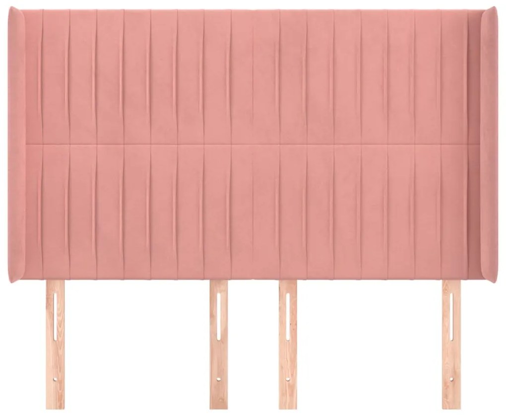Cabeceira cama c/ abas veludo 147x16x118/128 cm rosa