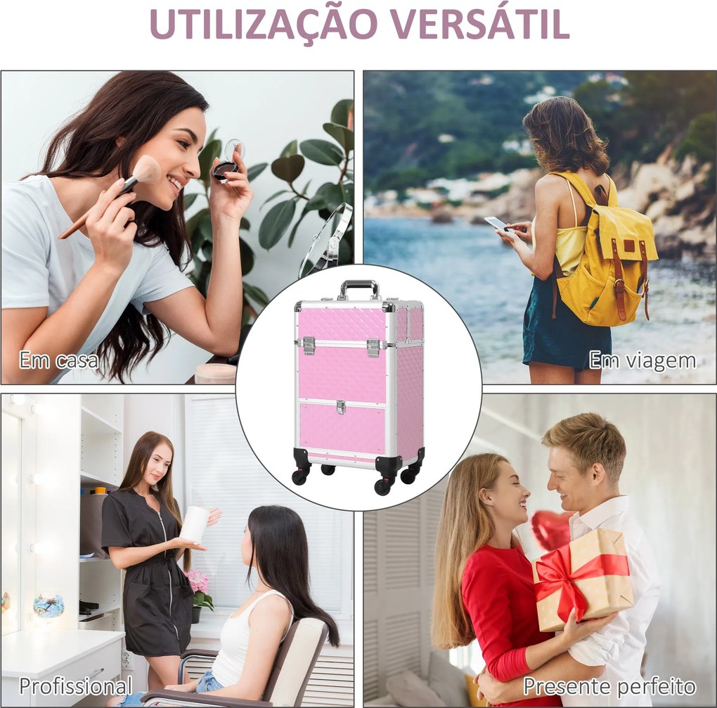 Mala de Maquilhagem Profissional com Gaveta Mala de Maquilhagem com Ro