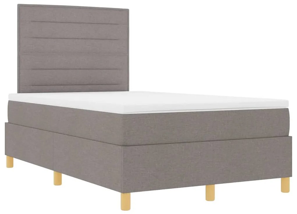Cama Box Spring com Colchão &amp; LED Taupe 120x190 cm Tecido