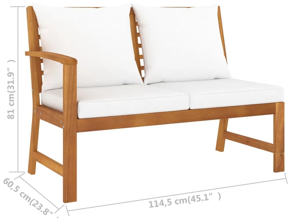 4 pcs conjunto lounge jardim c/ almofadões acácia maciça creme